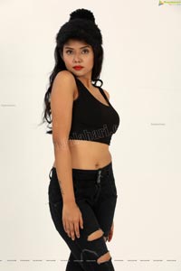 Swati Mandal in Black Crop Top and Ripped Jeans