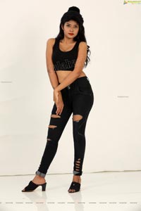 Swati Mandal in Black Crop Top and Ripped Jeans