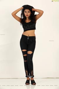 Swati Mandal in Black Crop Top and Ripped Jeans