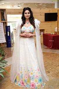 Varshini Sounderajan in White Designer Lehenga Choli