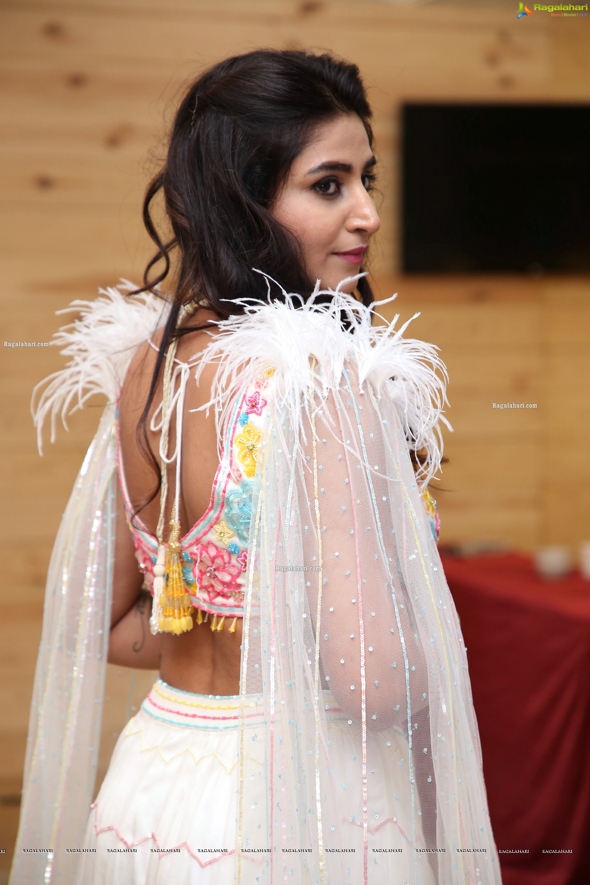 Varshini Sounderajan in White Designer Lehenga Choli, HD Photo Gallery