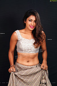 Ankita Bharadwaj in Gray Lehenga and Crop Top