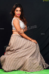 Ankita Bharadwaj in Gray Lehenga and Crop Top