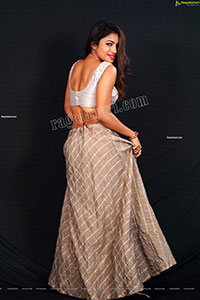 Ankita Bharadwaj in Gray Lehenga and Crop Top