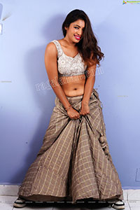 Ankita Bharadwaj in Gray Lehenga and Crop Top