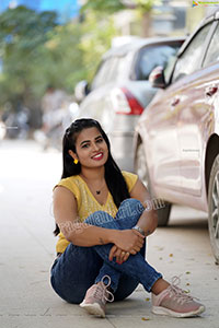 Anusha Venugopal in Yellow Crop Top and Jeans