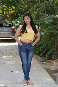 Anusha Venugopal in Yellow Crop Top and Jeans