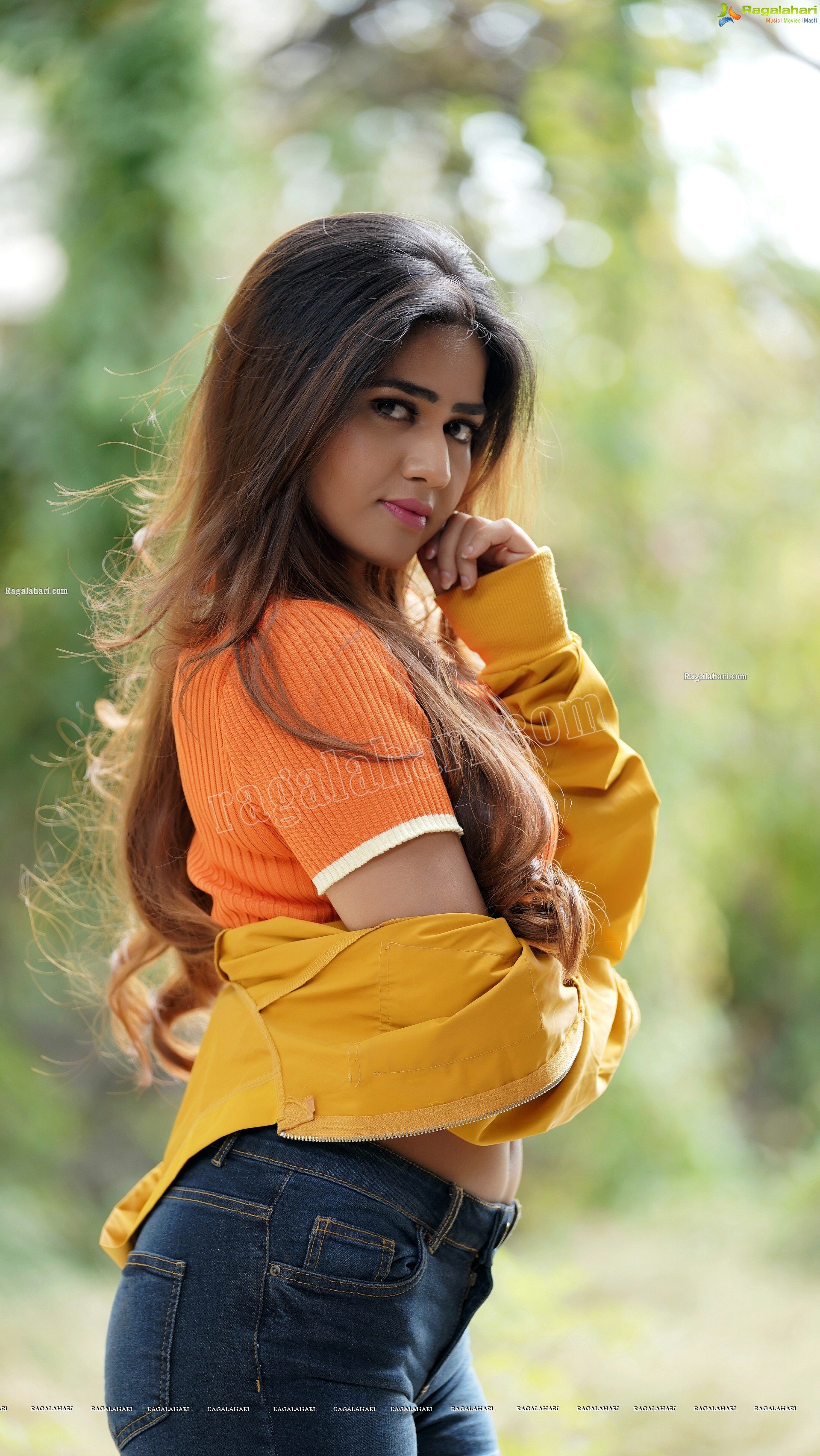 Aparnna Mallik in Orange Button Half Placket Crop Top and Shorts, Exclusive Photoshoot