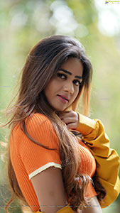 Aparnna in Orange Button Half Placket Crop Top and Shorts