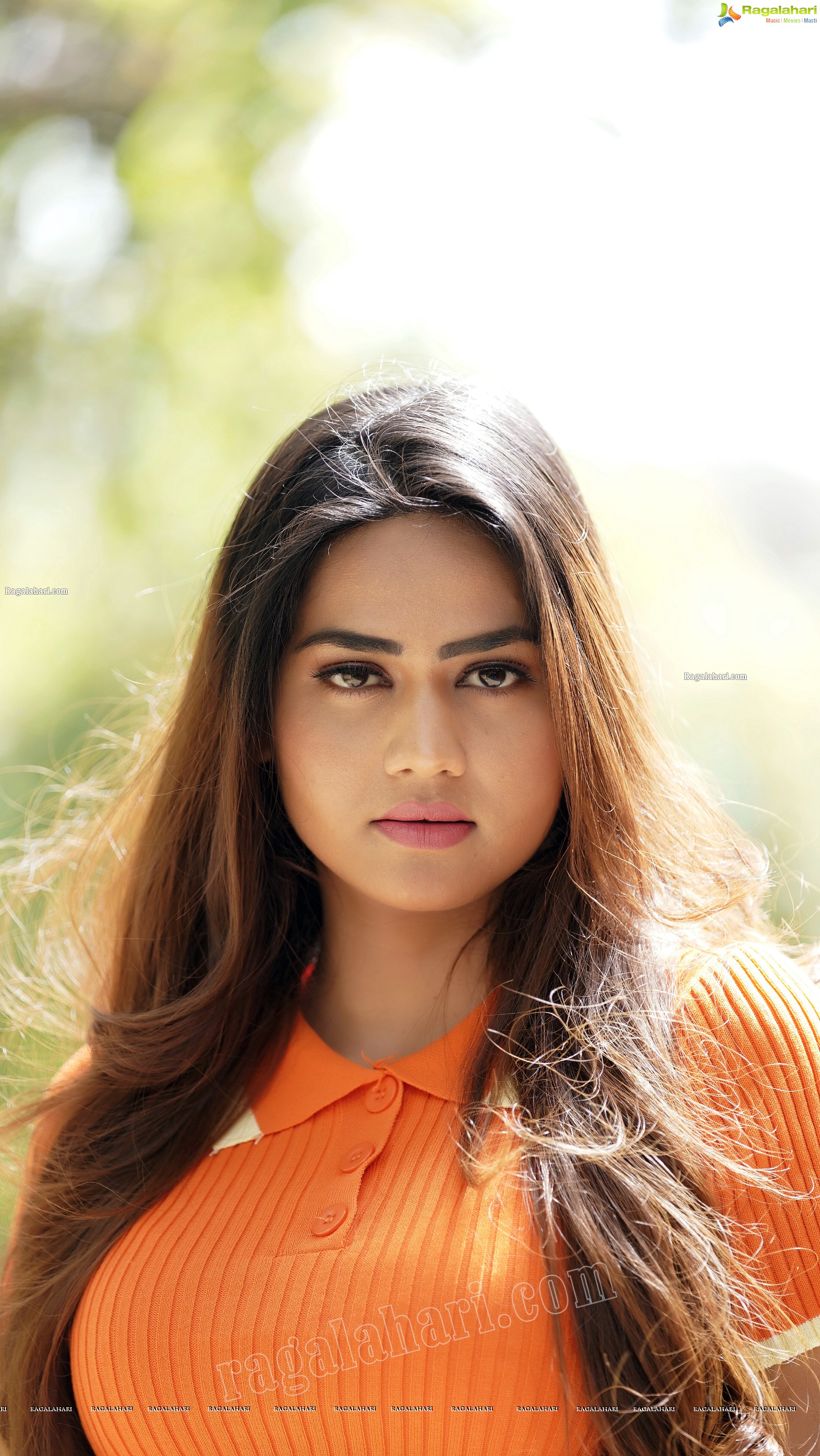 Aparnna Mallik in Orange Button Half Placket Crop Top and Shorts, Exclusive Photoshoot