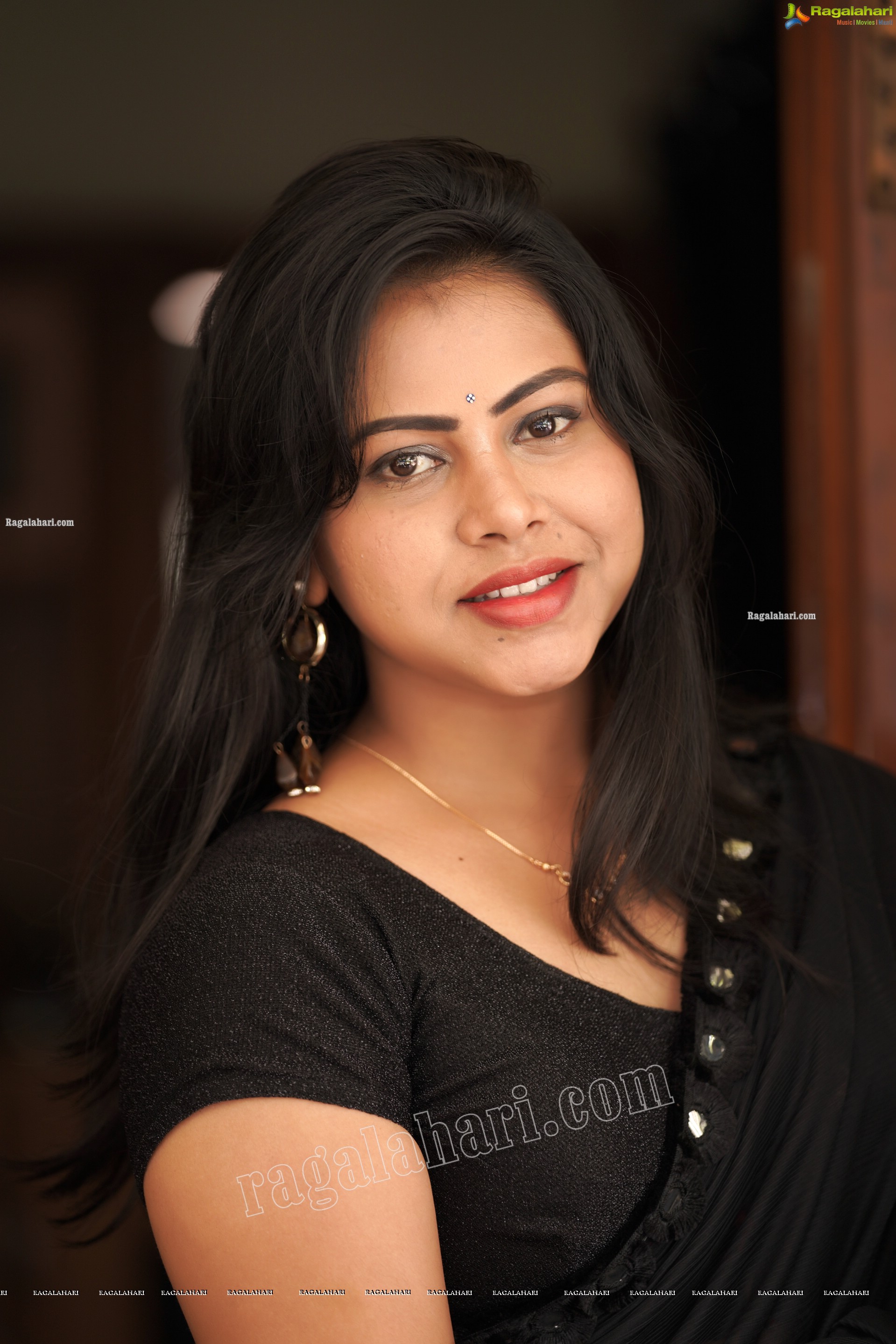 Divya Kottakota in Black Ruffle Saree, Exclusive Photo Shoot