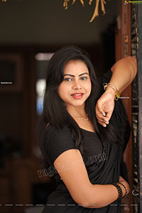 Divya Kottakota Exclusive Shoot in Black Ruffle Saree