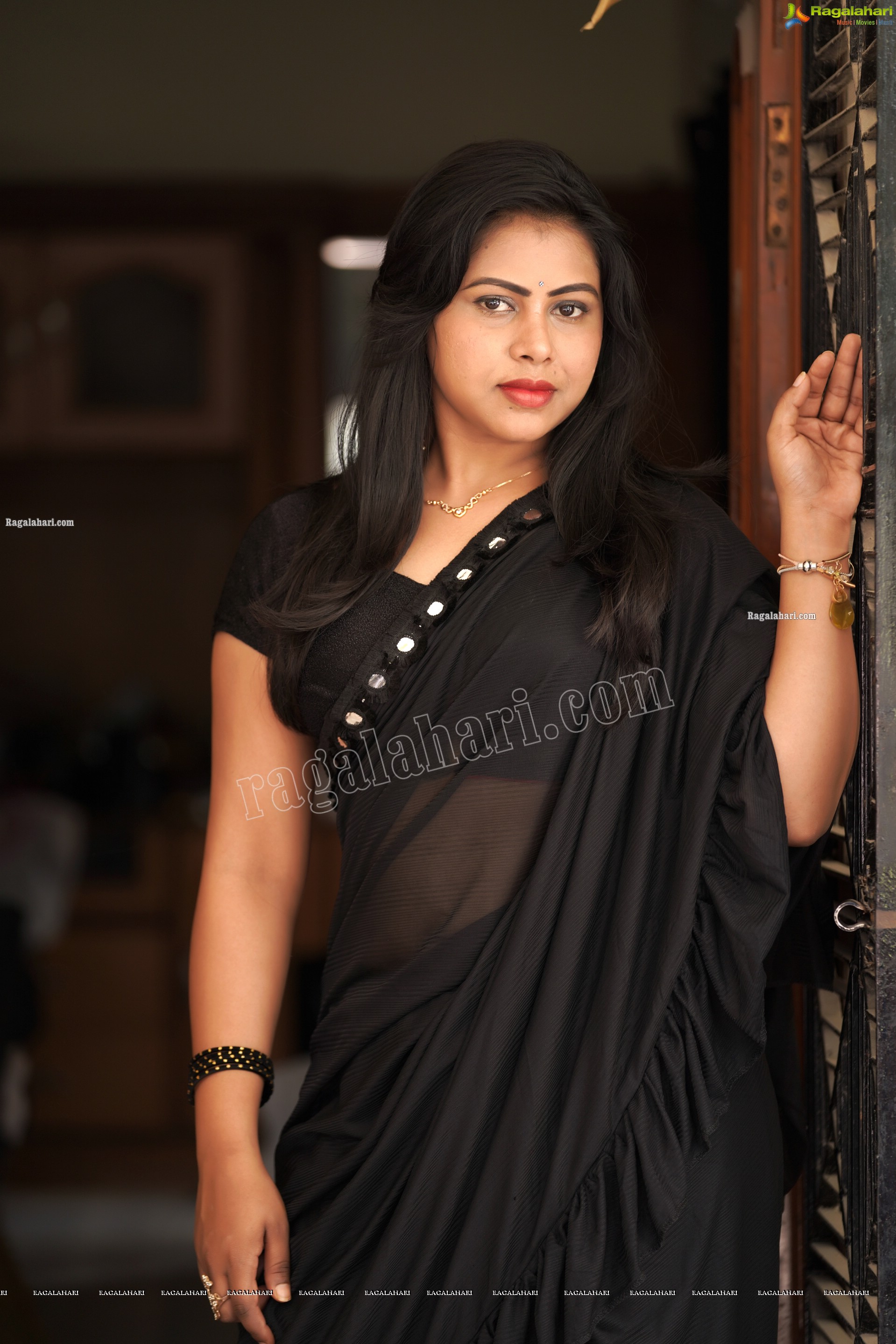 Divya Kottakota in Black Ruffle Saree, Exclusive Photo Shoot