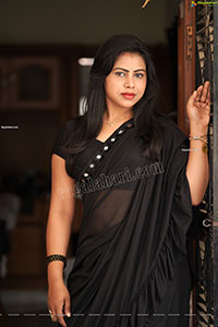 Divya Kottakota Exclusive Shoot in Black Ruffle Saree