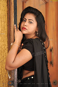 Divya Kottakota Exclusive Shoot in Black Ruffle Saree