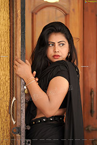 Divya Kottakota Exclusive Shoot in Black Ruffle Saree