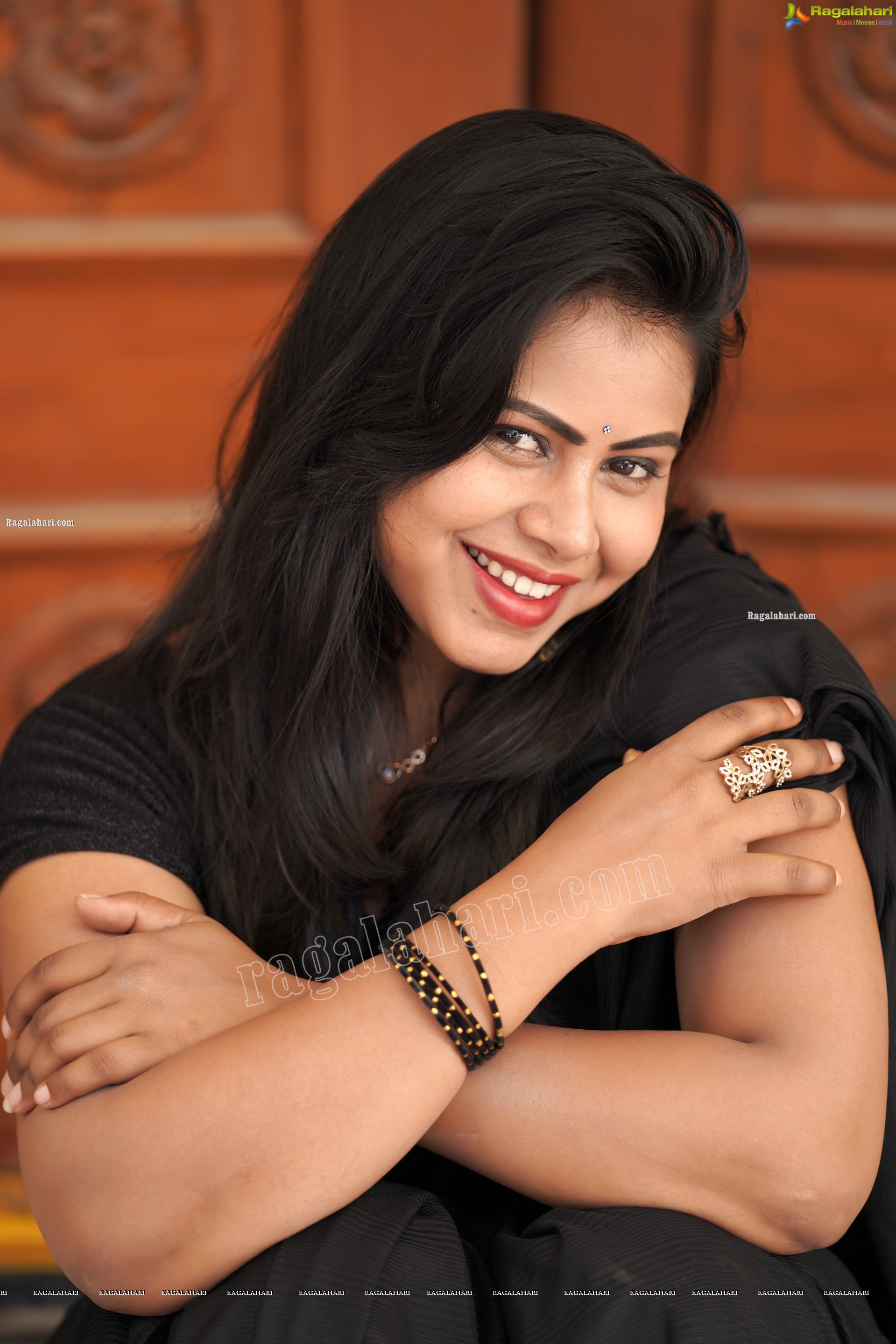 Divya Kottakota in Black Ruffle Saree, Exclusive Photo Shoot