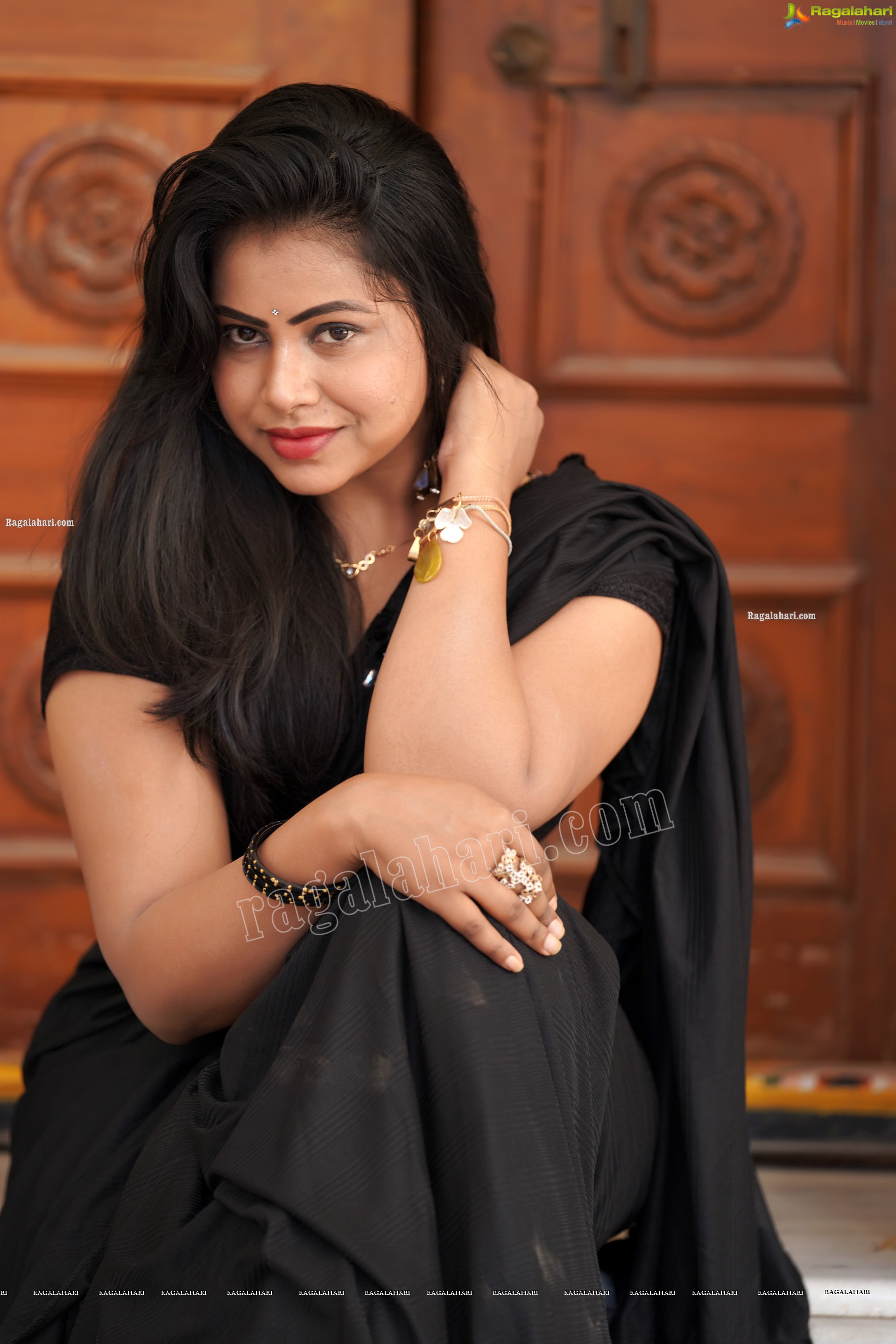 Divya Kottakota in Black Ruffle Saree, Exclusive Photo Shoot