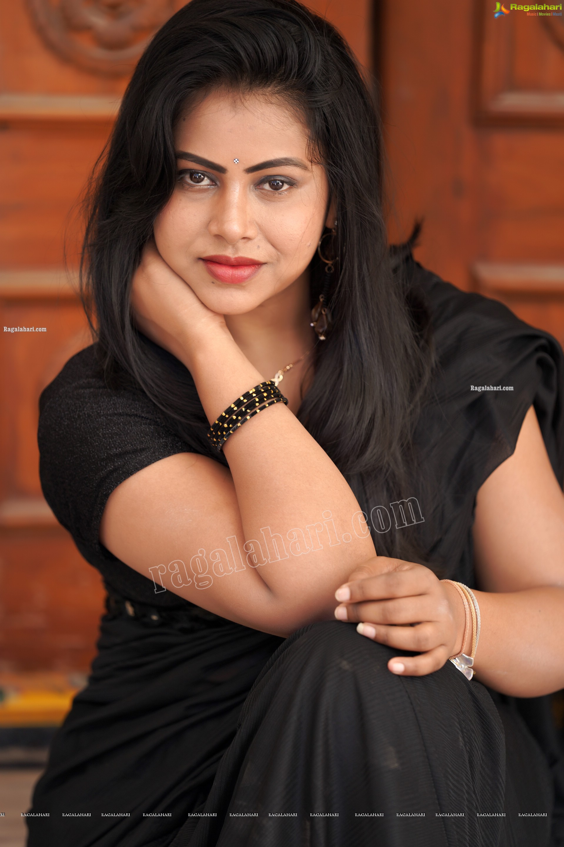 Divya Kottakota in Black Ruffle Saree, Exclusive Photo Shoot