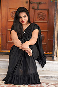 Divya Kottakota Exclusive Shoot in Black Ruffle Saree