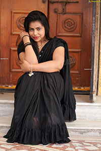 Divya Kottakota Exclusive Shoot in Black Ruffle Saree