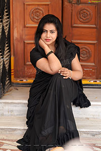 Divya Kottakota Exclusive Shoot in Black Ruffle Saree
