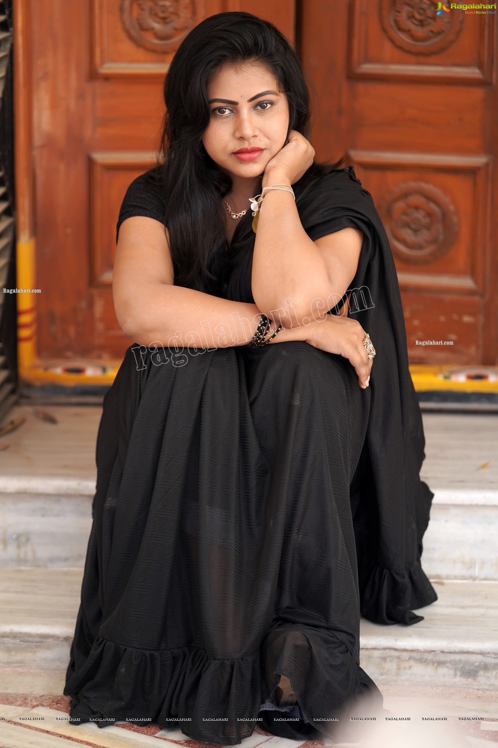 Divya Kottakota in Black Ruffle Saree, Exclusive Photo Shoot