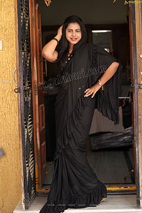 Divya Kottakota Exclusive Shoot in Black Ruffle Saree