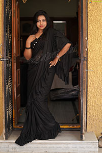 Divya Kottakota Exclusive Shoot in Black Ruffle Saree