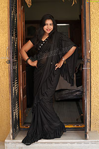 Divya Kottakota Exclusive Shoot in Black Ruffle Saree