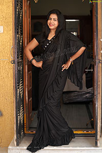 Divya Kottakota Exclusive Shoot in Black Ruffle Saree