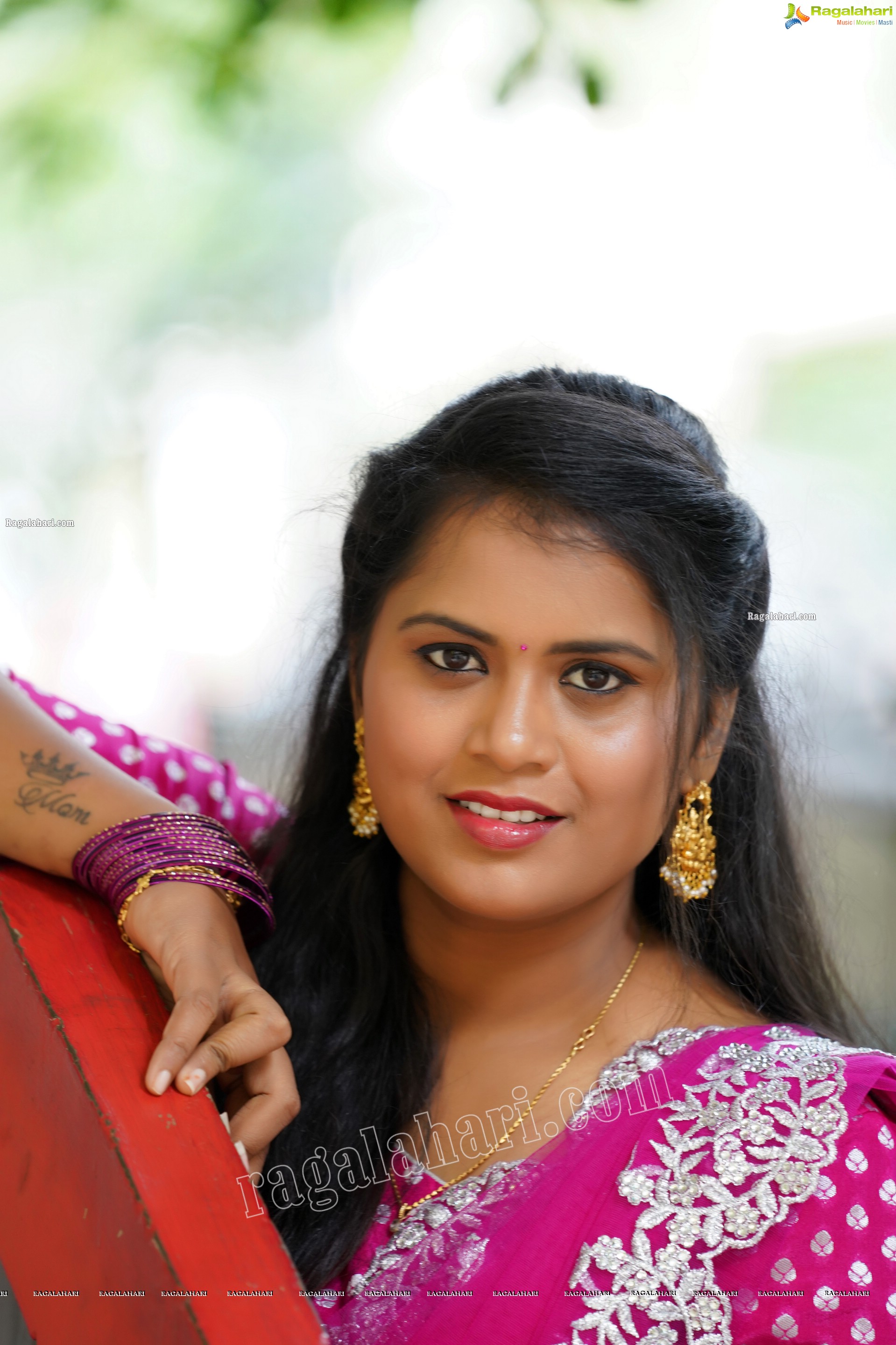 Gowthami Chitti in Pink and Orange Lehenga Choli, Exclusive Photoshoot