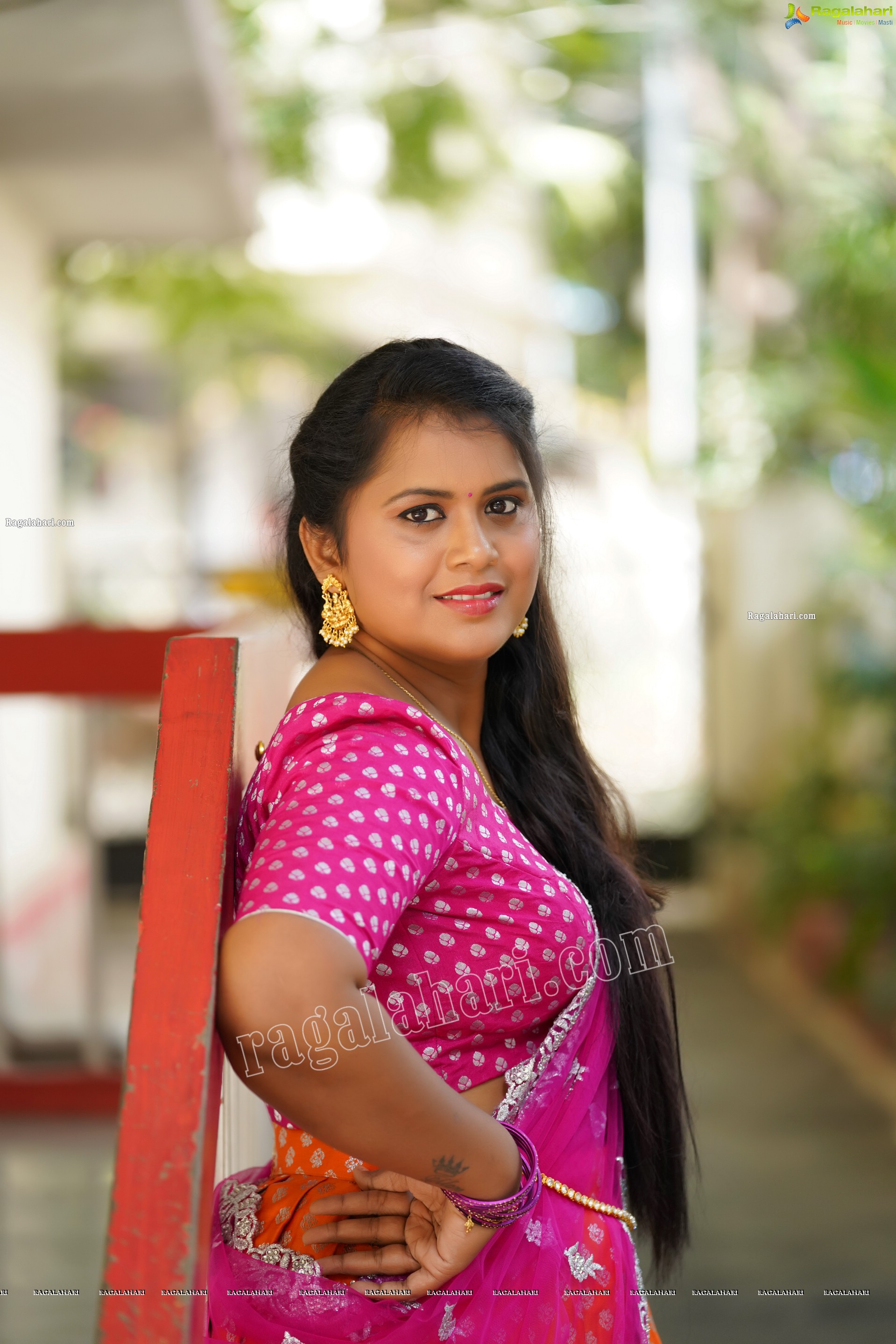 Gowthami Chitti in Pink and Orange Lehenga Choli, Exclusive Photoshoot