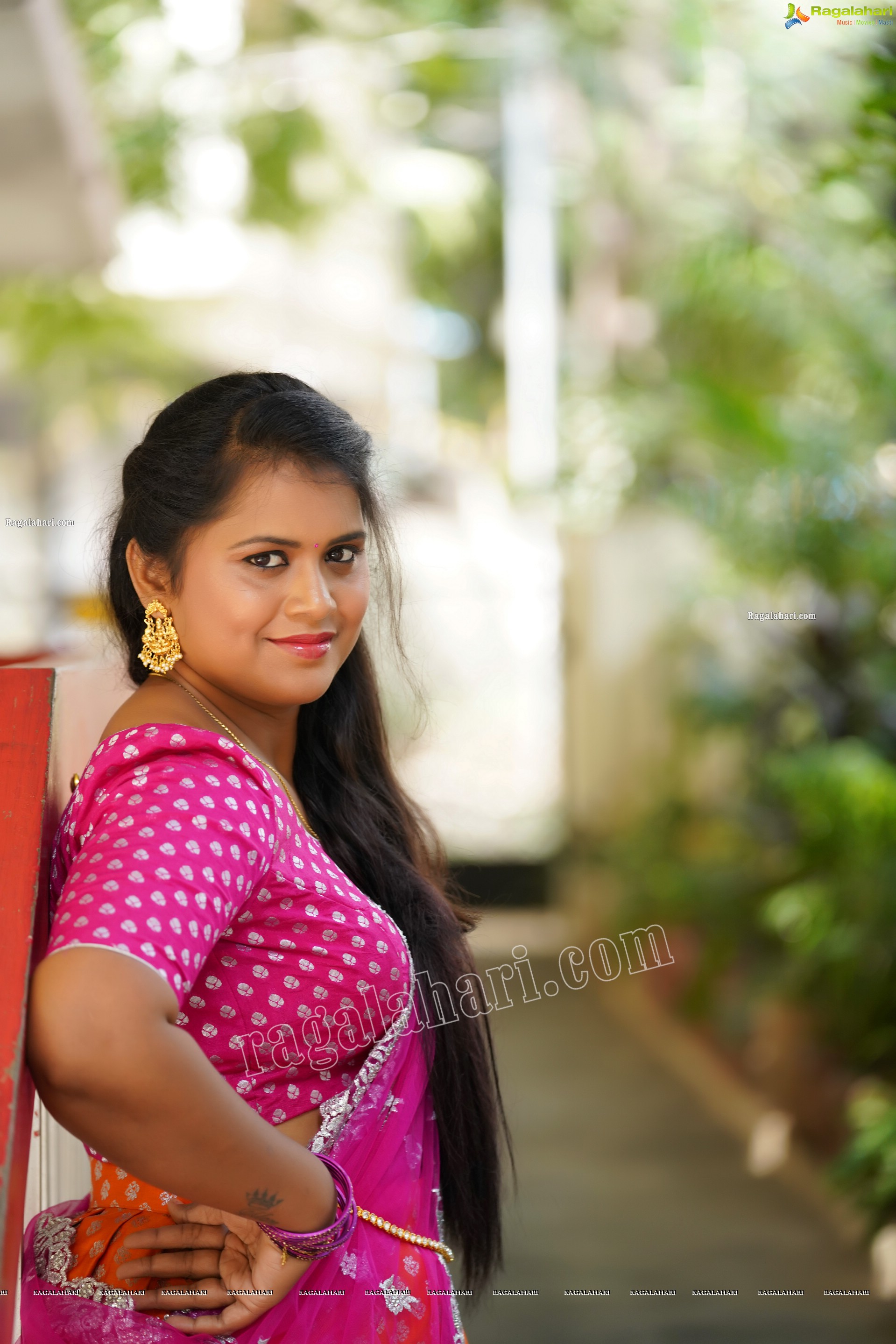 Gowthami Chitti in Pink and Orange Lehenga Choli, Exclusive Photoshoot