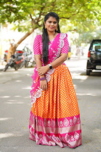 Gowthami Chitti in Pink and Orange Lehenga Choli