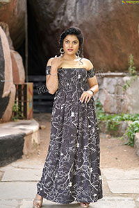 Richa Kalra in Dark Gray Off Shoulder Maxi Dress