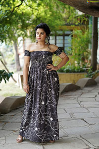 Richa Kalra in Dark Gray Off Shoulder Maxi Dress