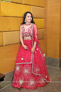 Bhuvaneshwari in Red Lehenga Choli