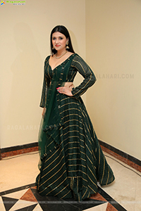 Mannara Chopra in Bottle Green Lehenga Choli