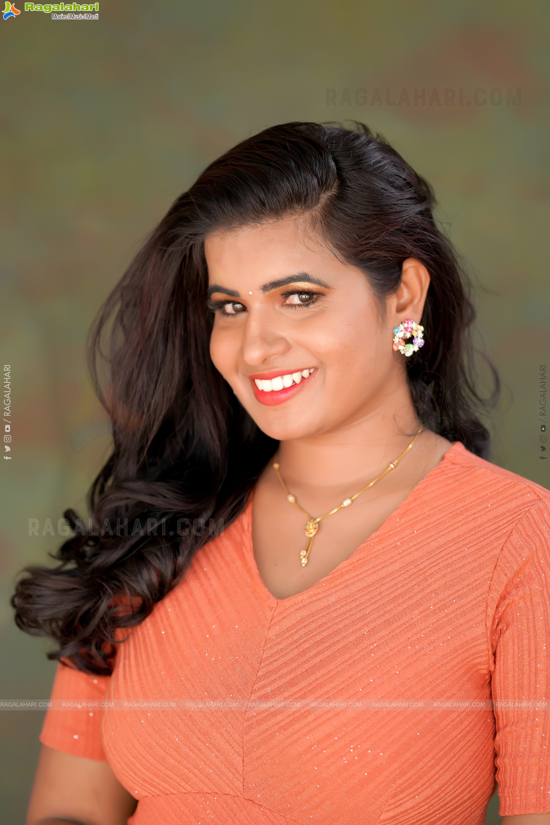 Anusha Venugopal in Orange Mini Dress, Exclusive Photo Shoot
