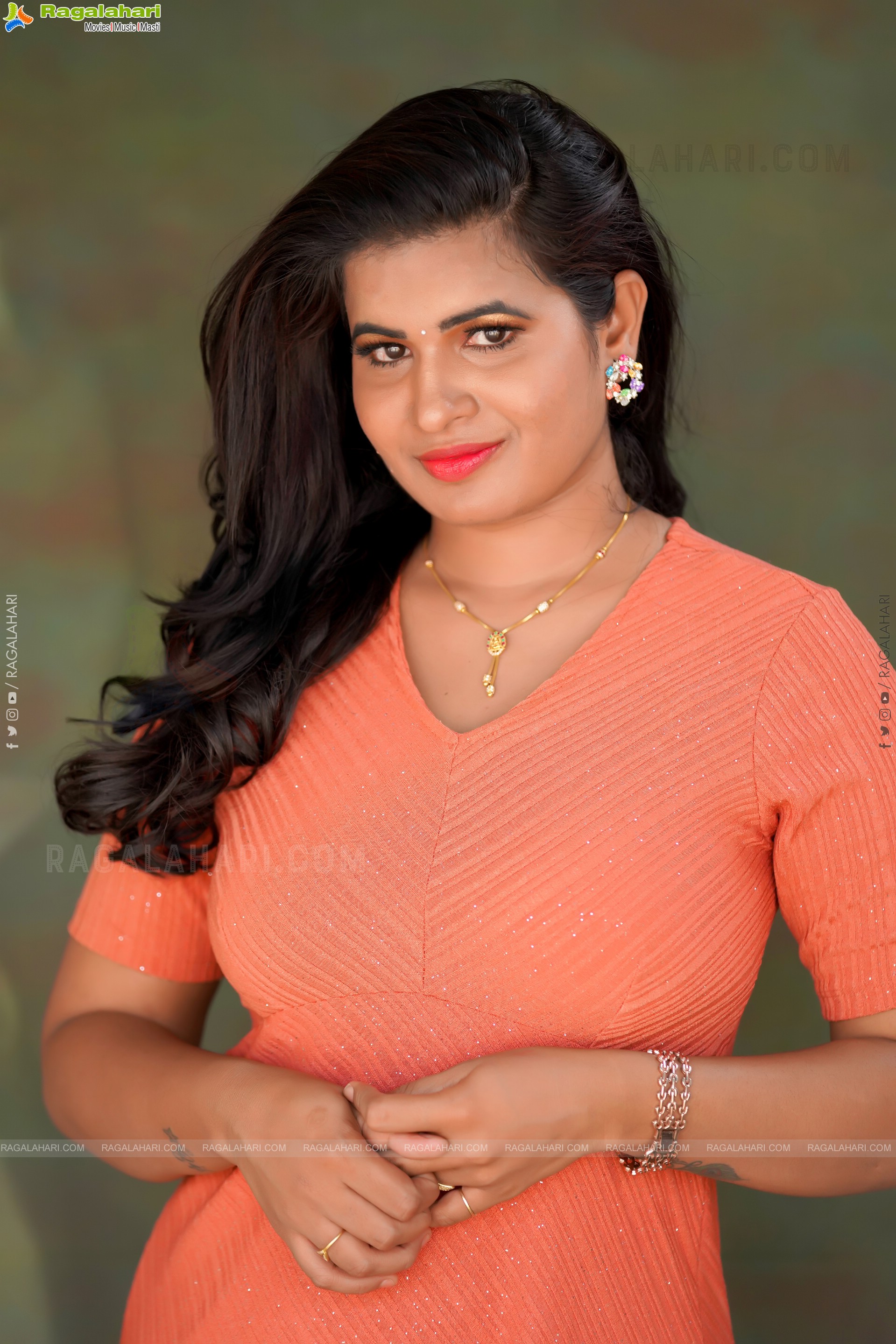 Anusha Venugopal in Orange Mini Dress, Exclusive Photo Shoot