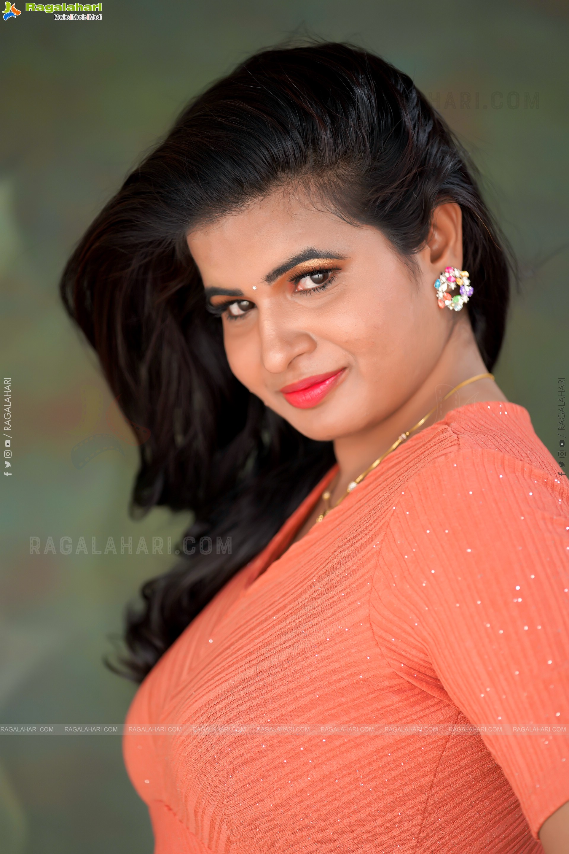 Anusha Venugopal in Orange Mini Dress, Exclusive Photo Shoot