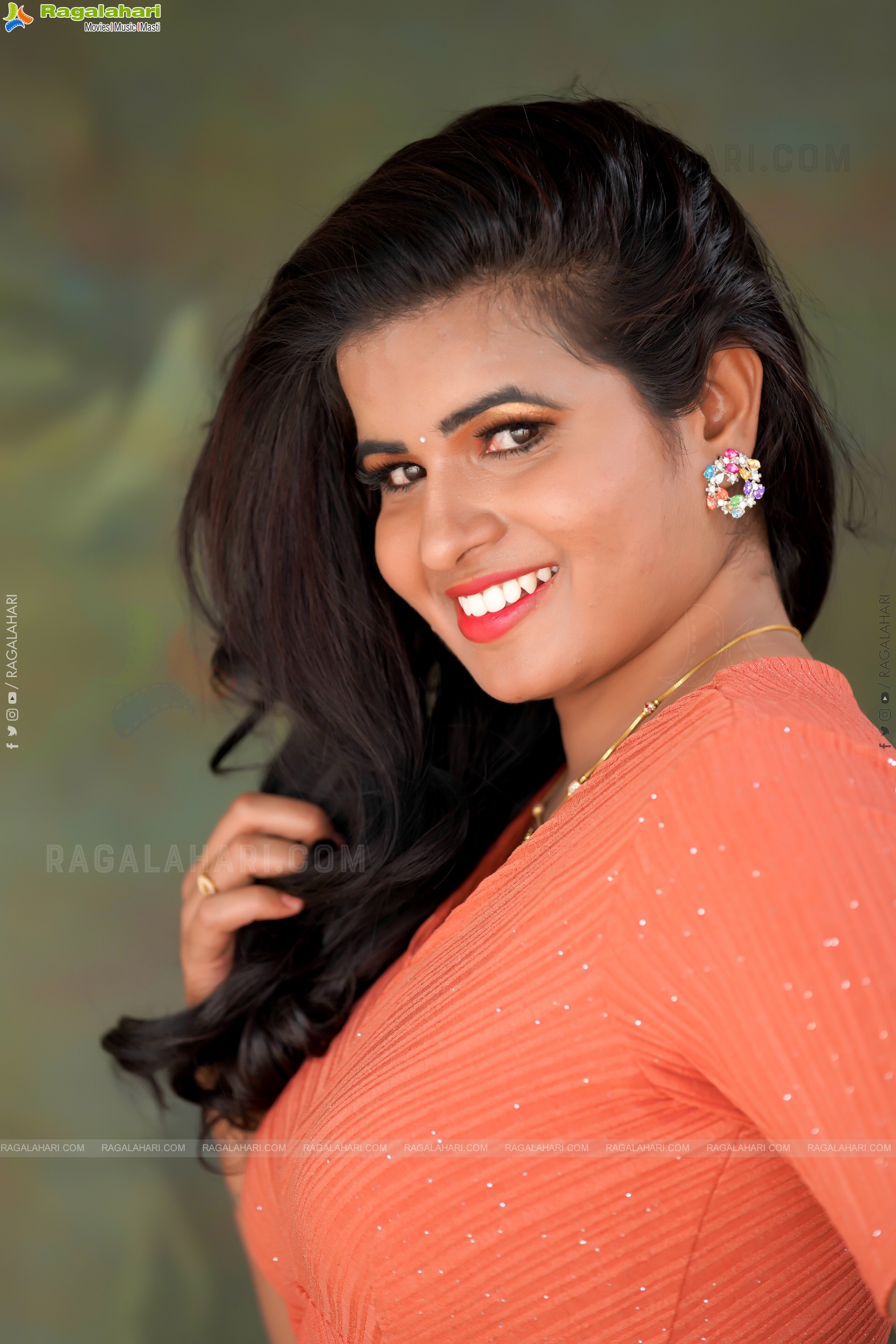 Anusha Venugopal in Orange Mini Dress, Exclusive Photo Shoot