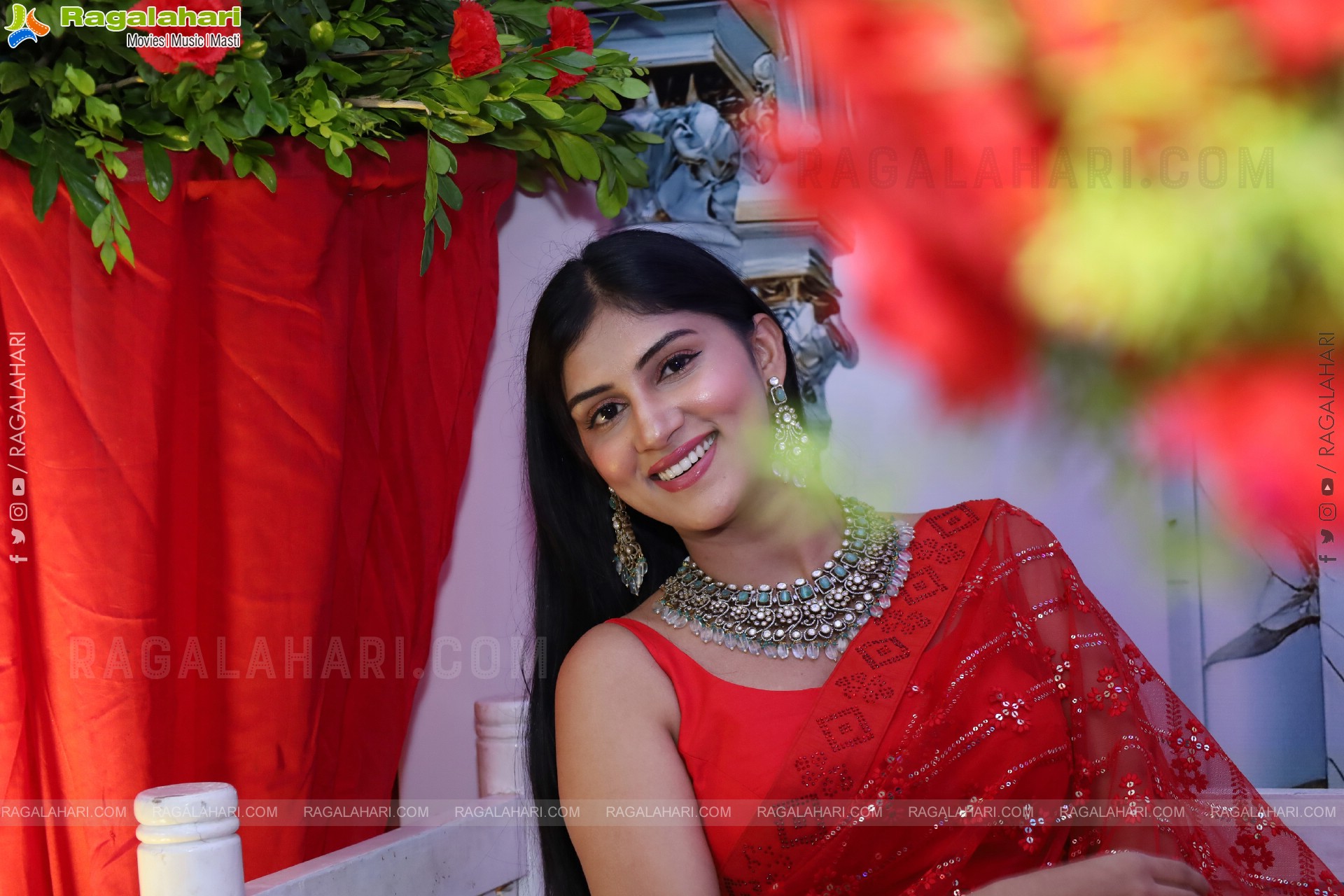 Aparna Reddy stills in Red Saree, HD Gallery