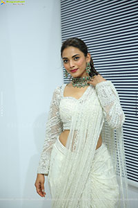 Sony stills in White Designer Net Saree, HD Gallery