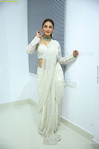 Sony stills in White Designer Net Saree, HD Gallery