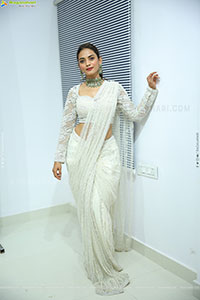 Sony stills in White Designer Net Saree, HD Gallery