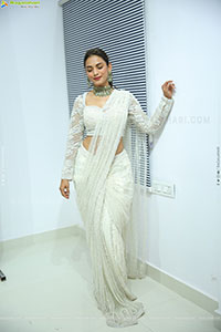 Sony stills in White Designer Net Saree, HD Gallery