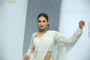 Sony stills in White Designer Net Saree, HD Gallery