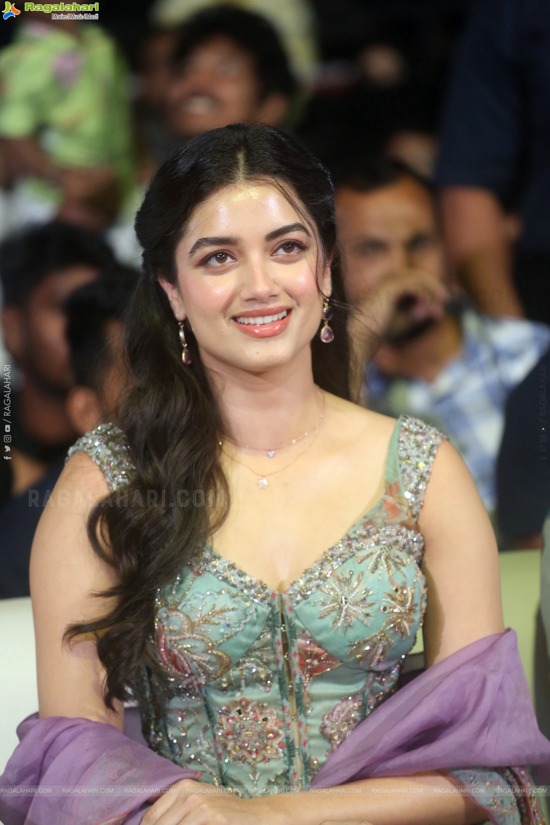 Bhagyashri Borse at Andhra King Taluka Trailer Launch, HD Gallery